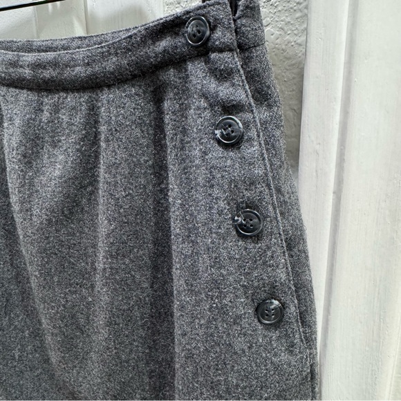 Charcoal Wool Skirt with Side Button Detail - Picture 3 of 14